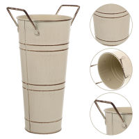 Dulrua Retro Flowerpot Balcony Flower Bucket แจกันโลหะทรงกลมที่มีด้ามจับ