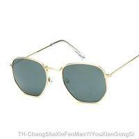 【LZ】∋▤✥  Hexagon Sunglasses Man Classic Brand Flat Lens Clear Sun Glasses Male Female Retro Small Metal Frame Square Glass