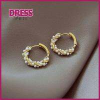 PETI DRESS โลหะสำหรับตกแต่ง ต่างหูมุกแท้ Eardrop eardrop อุปกรณ์เครื่องประดับอัญมณี คลิปหนีบหู สง่างามเรียบหรู ต่างหูห่วงบิด สำหรับผู้หญิง