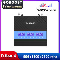 GOBOOST ตัวขยายสัญญาณโทรศัพท์มือถือ,อุปกรณ์ขยายสัญญาณโทรศัพท์มือถือ GSM 75dB DCS 900 WCDMA 1800 2G 3G 4G สามย่านความถี่ GSM 2100 DCS