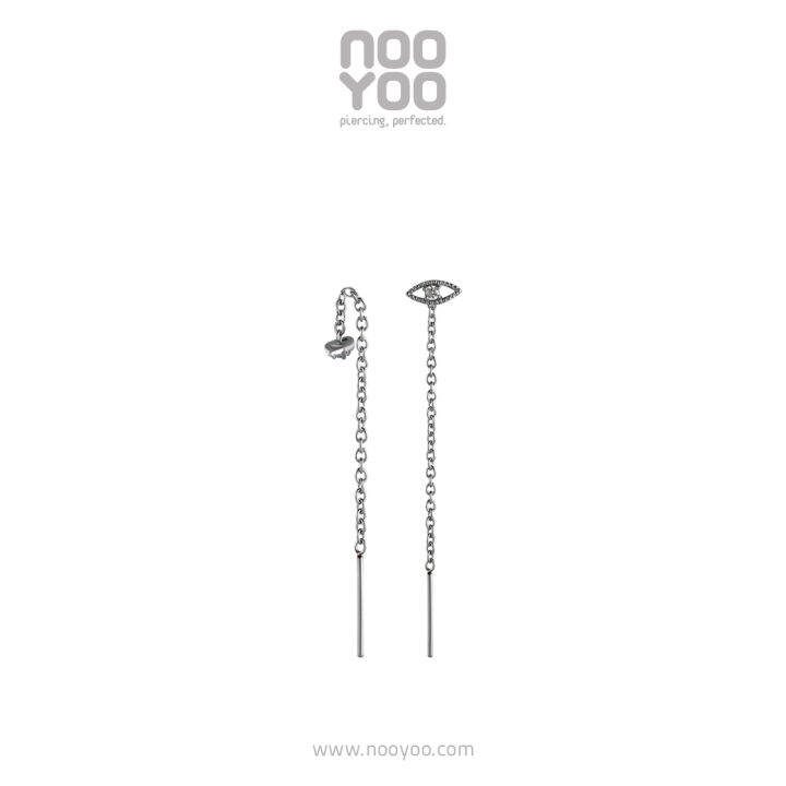 nooyoo-ต่างหูสำหรับผิวแพ้ง่าย-dangling-cubic-zirconia-eye-surgical-steel