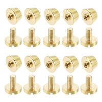 Uxcell 10Pcs 10x6mm Flat Studs Rivet Purse Handbag Feet Nails Solid Brass Leather Craft DIY