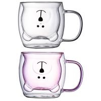 hotx【DT】 Glass Cup Mugs Double-layer Juice Mug Valentines Day