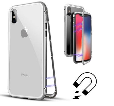 ❇❀☏ VNSTRIP 2pcs Magnetic Adsorption Metal case for iPhoneXR Tempered glass back cover for apple 678 plus Anti-shock filp coque box