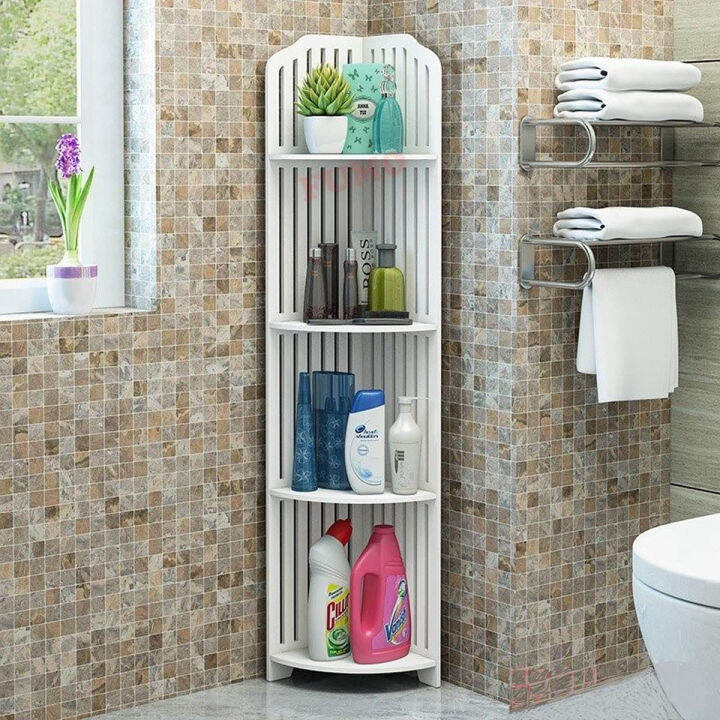 Floormounted toilet tripod vanity bathroom storage rack 4 layer