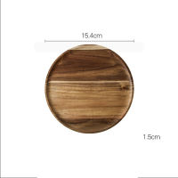 Classic Tableware Set Wooden Round Solid Pan Plate Saucer Tea Tray Dessert Dinner Plate Fruit Dishes