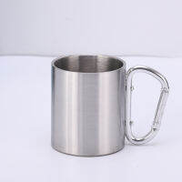 220ml Isolating Travel Mug Double Wall Stainless Steel Outdoor Children Cup Carabiner Hook Handle Heat Resistance