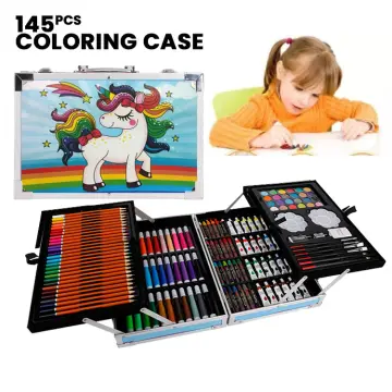 145 Piece Deluxe Art Set, Wooden Art Box & Drawing Kit with Crayons, Oil  Pastels