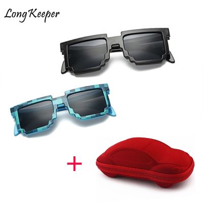Long Keeper 2019 New Kids Sunglasses Smaller Size Sunglasses Mosaic Boys Girls Pixel Eyewares With Case Children Gift UV400