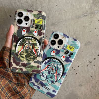 《KIKI》Colourful Shark bear phone case for iphone 14 14plus 14pro 14promax 13 13pro 13promax New Street Fashion brand Bear Cool translucent Soft shell phone case 12 12pro 12promax 11 11promax 2023 New Design phone case INS style Camouflage color