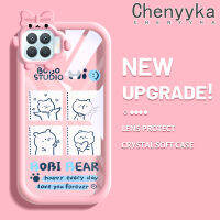 เคส Chenyyyka สำหรับ A93 OPPO 2020 F17 Pro Reno 4F Reno 4 Lite เคสการ์ตูน Bobi Bear Little Monster Bobknot ปลอกนิ่มกันกระแทกทนต่อการขัดถูเคสโทรศัพท์โปร่งใส TPU ซิลิกาเจลเลนส์กล้องถ่ายรูปฝาครอบป้องกัน