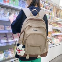 Solid Color Cartoon Backpack for Boys Girls Schoolbag Junior High School Students Simple and lightweight student campus backpack