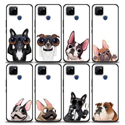 Funny Pug Dog French Bulldog Cartoon Phone Case For OPPO Realme 5 6 7 7i 8 8i 9 9i V25 F9 F17 F19 5G Pro Narzo Speed Cover Funda Electrical Connectors