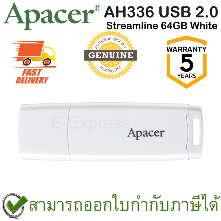 apacer-ah336-usb-2-0-streamline-flash-drive-64gb-white-สีขาว-ของแท้-ประกันศูนย์-5ปี