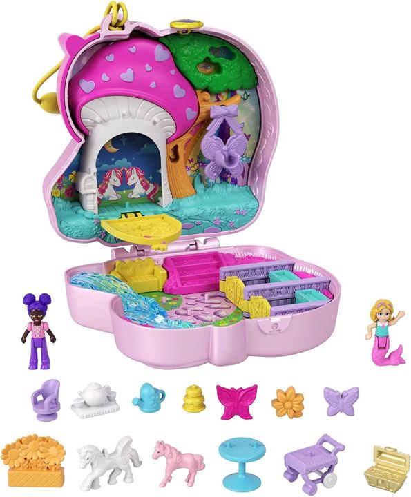 polly-pocket-unicorn-forest-compact-tea-party-themed-playset-with-glitter-horn-ราคา-1-150-บาท