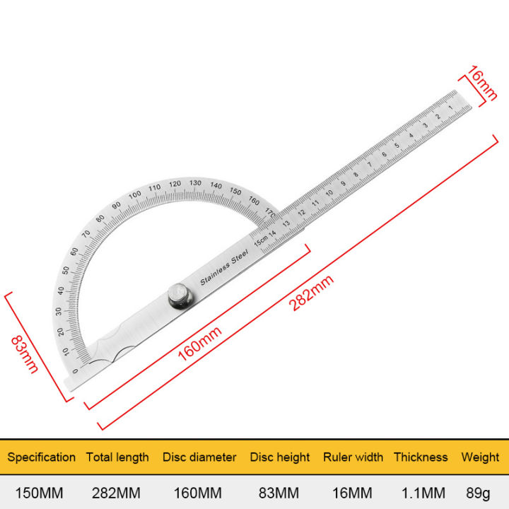101415เซนติเมตรสแตนเลส180องศาไม้โปรแทรกเตอร์มุมเมตรวัดไม้บรรทัดโรตารีช่างเครื่องมืองานไม้ไม้บรรทัด