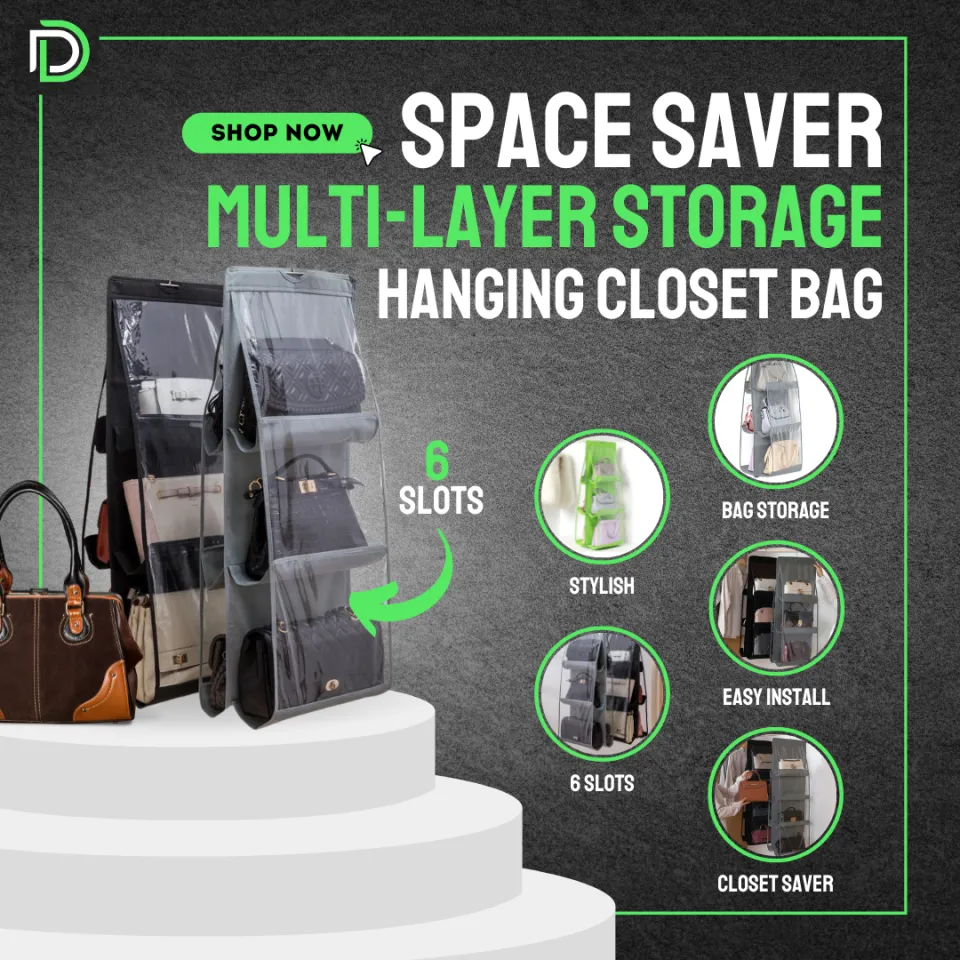 Space Saving Bag Organizers, Multi Layer Hanging Handbag Purse
