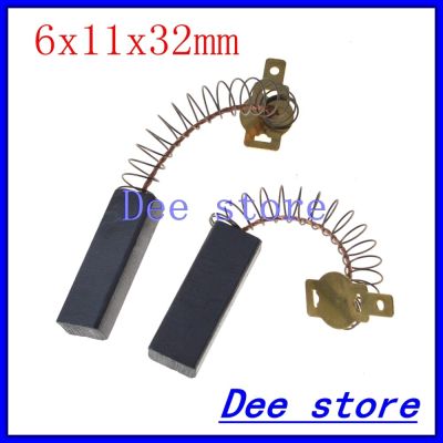2pcs Spring and Wires 6x11x32mm Electric Grinder Motor Carbon Brushes Power Tool 15/64"x7/16"x1.26"for Dust Collector Cleaner Rotary Tool Parts Access