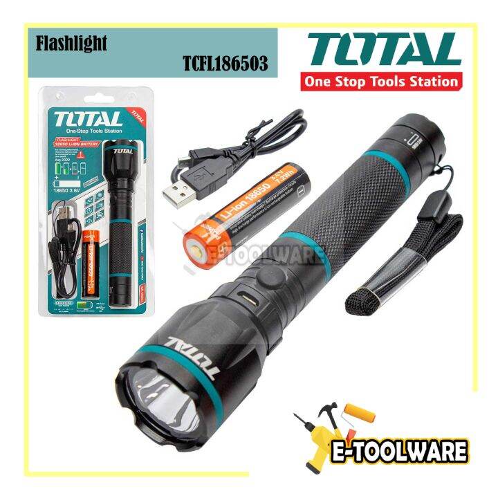 Total TCFL186503 Liion Battery Flashlight Rechargeable Lazada