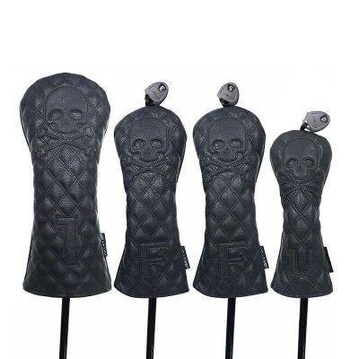 ✧ Rhombus skull golf club Fairway Headcovers For Driver Fairway Hybrid Waterproof Protector Set PU Leather Soft Durable Cover