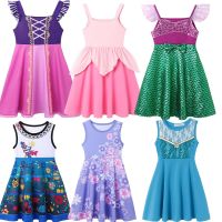 MUABABY Girls Summer Casual Dress Inspired from Fairty Tale Little Mermaid Sleeping Beauty Princess Clothes Kid Mirabel Sundress  by Hs2023