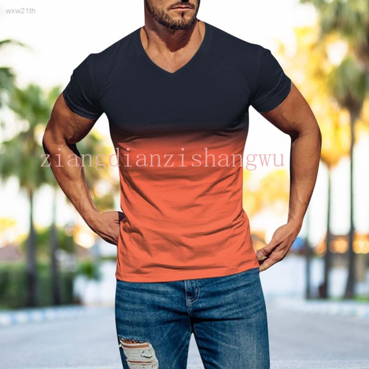 2023-mens-harajuku-style-short-sleeved-v-neck-printed-gradient-summer-fashion-t-shirt-unisex