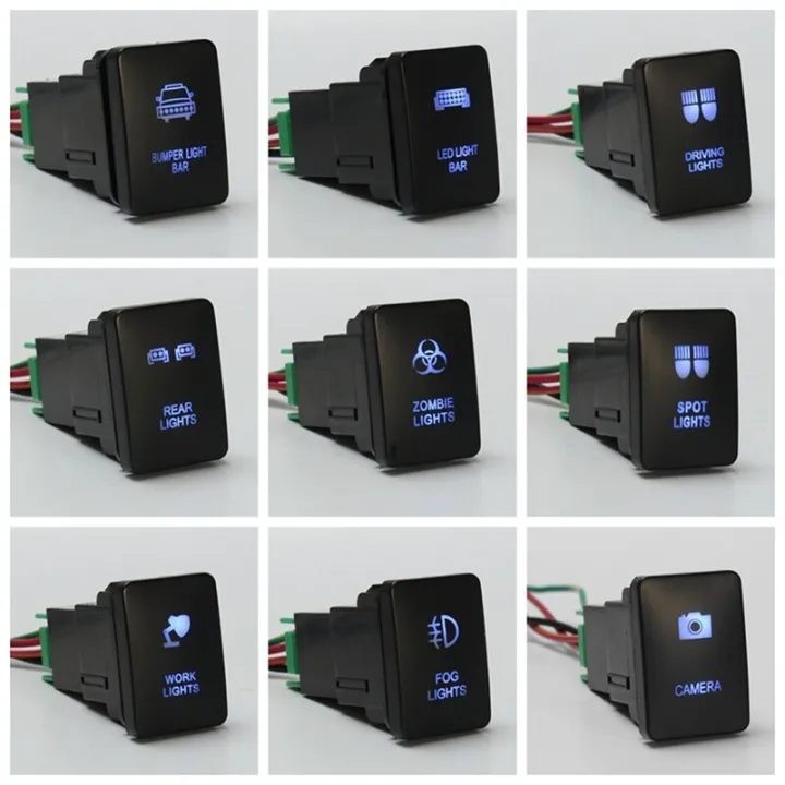 12V LED Car Light Switch Car Dashboard Button Connector LED Illuminated