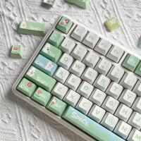 Rabbit Keycaps Green And White Cute Style DIY Keycaps PBT Cherry Sublimation Key Cap For Most Mechanical Keyboard DIY