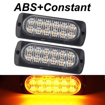 【CW】2x Truck 12V 24V 12smd LED Constant Warning Light Grille Lightbar Car Beacon Lamp Amber Yellow White Red BlueTraffic Light ABS