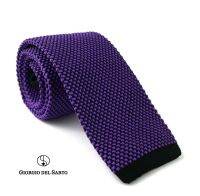 "Giorgio Del Sarto Knitted Necktie Purple with Fabric Texture เนคไทไหมพรมสีม่วงมีเท็กเจอร์