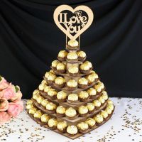 Mr &amp; Mrs I Love You Wooden Chocolate Candy Heart Wedding Centrepiece Display Stand Holder For Wedding Decoration