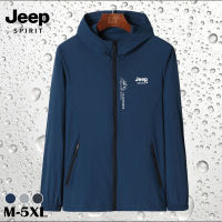 JEEP SPIRIT เดินป่ากลางแจ้งเสื้อกันฝนน้ำหนักเบา,แจ็คเก็ตลำลองผู้ชายมีฮู้ดกันน้ำฤดูใบไม้ร่วง