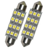 2 x Car Dome 12 3528-SMD LED Bulb Light Interior Festoon Lamp 42mm White New  8P2W Bulbs  LEDs  HIDs