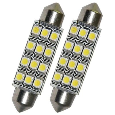 2 x Car Dome 12 3528-SMD LED Bulb Light Interior Festoon Lamp 42mm White New  8P2W Bulbs  LEDs  HIDs