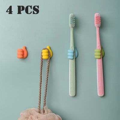 4Pcs Multifunctional Clip Holder Thumb Hooks Wire Organizer Wall Hooks Hanger Strong Wall Storage Holder For Kitchen Bathroom Picture Hangers Hooks