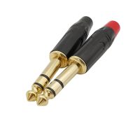 2Pcs 6.35mm 3 Pole Dual Channel Stereo Audio Jack Amplifier Microphone Plug 6.35 Sophomore Core Solder Jack Male Plug Connector Electrical Connectors