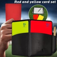 Soccer Referee Record Book Fluorescent Red Yellow Cards With Leather Wallet And Pencil Recording Paper Football Equipment