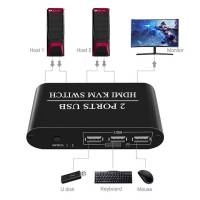 KVM Switch HDMI 4K 30Hz Ultra HD 2 อินพุต 1 เอาต์พุตหน้าจอ Switcher ได้แชร์เมาส์คีย์บอร์ดเครื่องพิมพ์