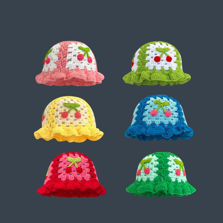 mtmm-หมวก-หมวกถัก-ญี่ปุ่นย้อนยุค-กลวงออก-ดอกไม้-งานถักมือ-หวาน-หมวกไหมพรม-mtm1039