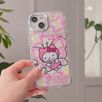 เคสโทรศัพท์มือถือลายการ์ตูนรูปผีเสื้อคิตตี้น่ารักสำหรับ iPhone 14 Pro Max 13 Pro Max ฝาหลังซิลิโคนนิ่มสำหรับ iPhone 12 Pro Max 11