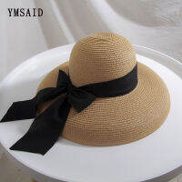 2021 Summer womens Big Bow Sun Hat Hepburn Style Vintage Design Wide side Straw Hat Solid Color Anti-UV Holiday Beach Hat