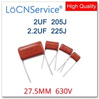 LoCNService 100PCS 630V 27.5MM 2UF 2.2UF 205J 225J CBB Polypropylene Film Capacitor High Quality