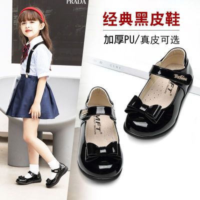 Girls leather shoes, black childrens genuine leather lining, performance shoes, spring and autumn new styles, childrens princess shoes, elementary school single shoes