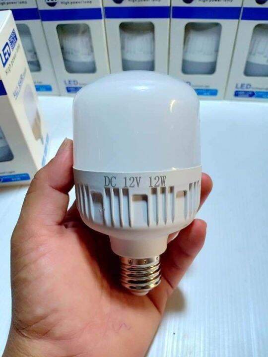 หลอดไฟ-led-12-โวลท์-12-วัตต์-หลอดไฟโซล่าเซลล์-หลอดไฟใช้งานกับแบตเตอรี่