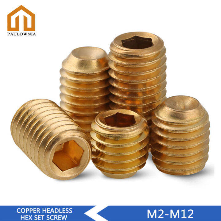 Ready Stock Brass Set Screw with Cup Point M2 M2.5 M3 M4 M5 M6 M8 M10
