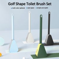 Golf Silicone Toilet Brushes With Holder Set Long Handled Toilet Cleaning Brush Modern Hygienic Bathroom Cleaning Accessories