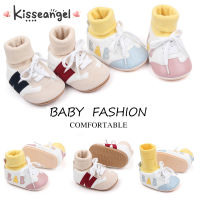 Kisseangel รองเท้าผ้าใบเด็ก,หนัง PU ผูกรองเท้าหัดเดินกันลื่นรองเท้าใส่เดินแรกสำหรับเด็กผู้หญิงเด็กผู้ชาย