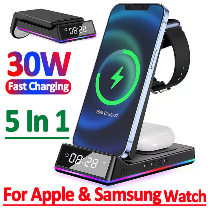 5-in-1-30w-foldable-wireless-charger-stand-rgb-dock-led-clock-fast-charging-station-for-iphone-samsung-galaxy-watch-5-4-s22-s21