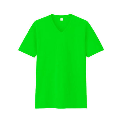 Tatchaya เสื้อยืด คอตตอน สีพื้น คอวี แขนสั้น  Lime Green (สีเขียวมะนาว) Cotton 100%