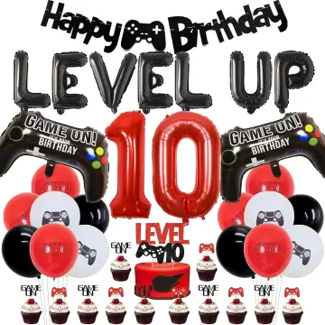 Video Game 10th Birthday Decorations for Boy Gamer, Level Up Number 10 Foil  Balloons Black and Green Game on Birthday Party Supplies Game Controller  Balloon Happy Birthday Banner 